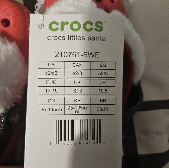 Crocs little Santa Classic Lined Clog infant Child size c2/3 Red christmas‎ croc - Picture 5 of 9